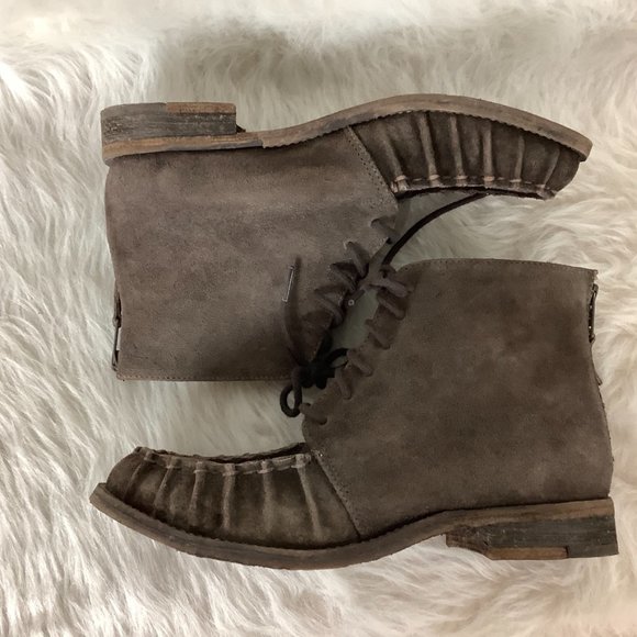 Free People X Faryl Robin Brown Suede Moc Toe Lace Up Dana Boots 8 - Picture 5 of 8